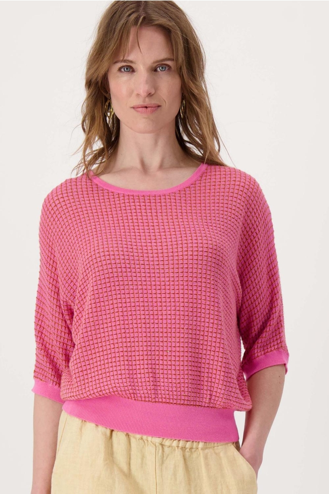 RONDE HALS BREI TRUI MET LUREX 0305 057 7191 FEL ROZE/ORANJE